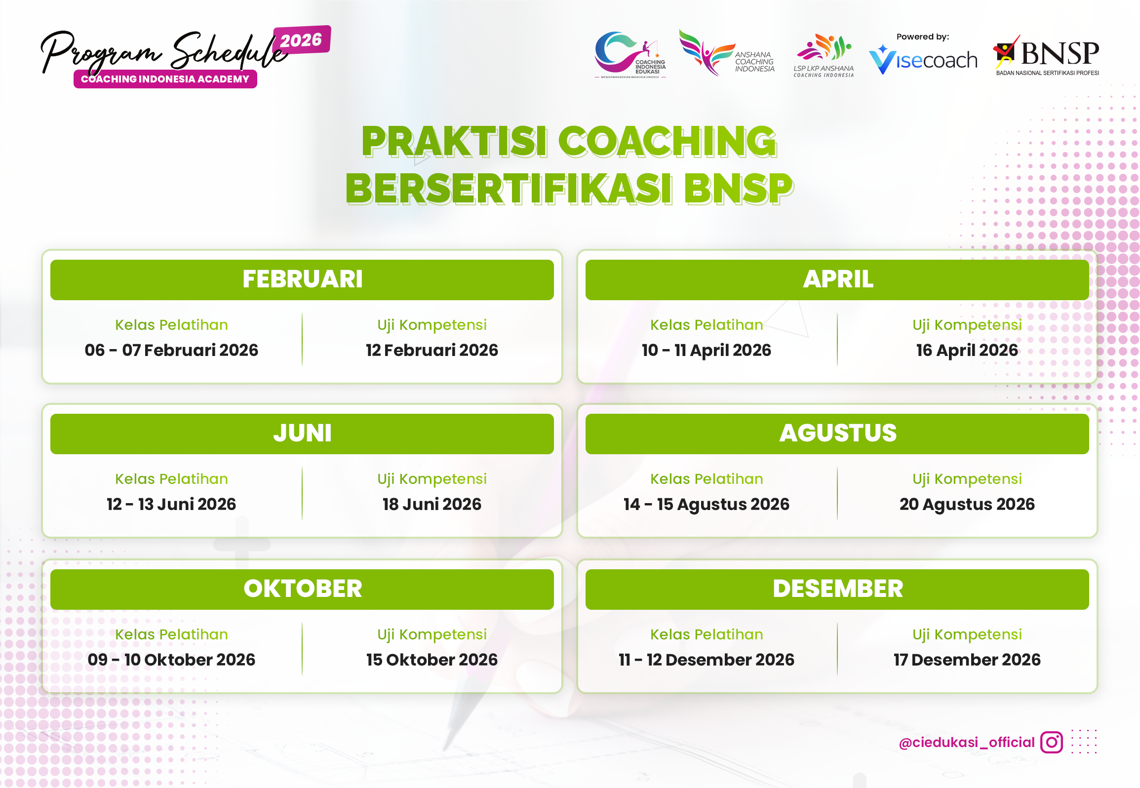 Jadwal Program Praktisi Coaching 2026